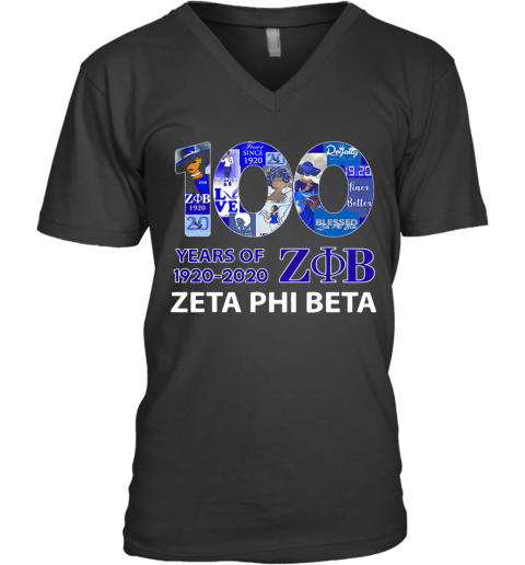 100 Years Of 1920 ZOB Zeta Phi Beta V-Neck T-Shirt