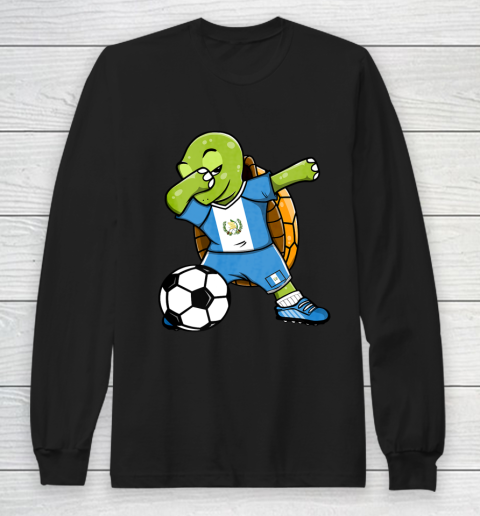 Dabbing Turtle Guatemala Soccer Fans Jersey Flag Football Long Sleeve T-Shirt
