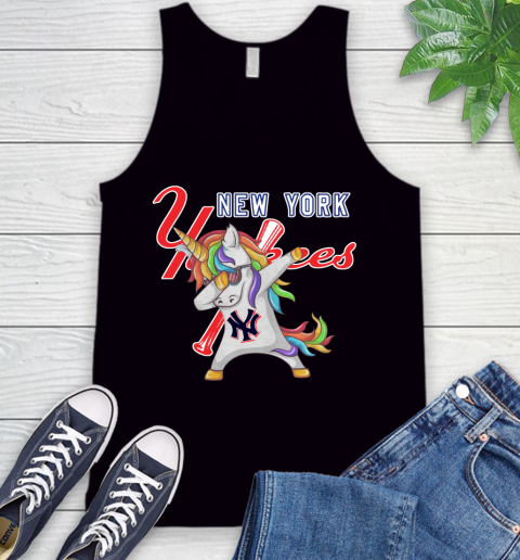 New York Yankees MLB Baseball Funny Unicorn Dabbing Sports Tank Top 2
