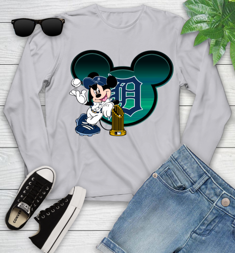 MLB Detroit Tigers The Commissioner's Trophy Mickey Mouse Disney Youth Long Sleeve 5