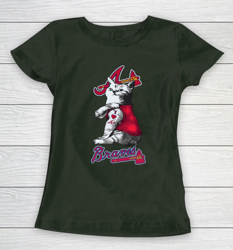 MLB Baseball My Cat Loves Atlanta Braves Women's T-Shirt 4