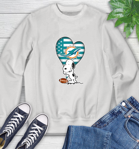 Miami Dolphins NFL Football The Peanuts Movie Adorable Snoopy Sweatshirt
