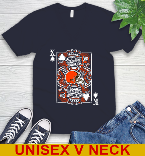 Cleveland Browns NFL Football The King Of Spades Death Cards Shirt V-Neck T-Shirt 2