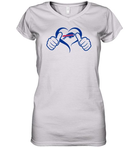 Buffalo Bills Heart Hand Women's V-Neck T-Shirt