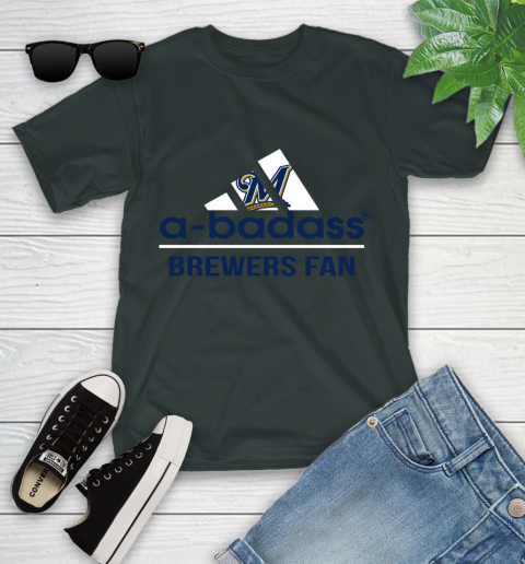 MLB A Badass Milwaukee Brewers Fan Adidas Baseball Sports Youth T-Shirt 6