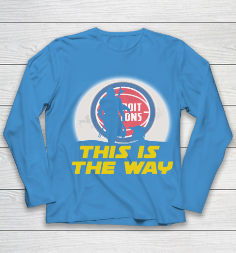 Detroit Pistons NBA Basketball Star Wars Yoda And Mandalorian This Is The Way Youth Long Sleeve 5