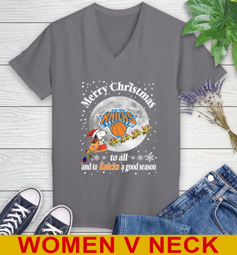 New York Knicks Merry Christmas To All And To Knicks A Good Season NBA Basketball Sports Women's V-Neck T-Shirt 11