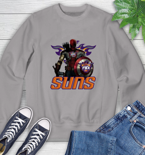 Phoenix Suns NBA Basketball Captain America Thor Spider Man Hawkeye Avengers Sweatshirt 5