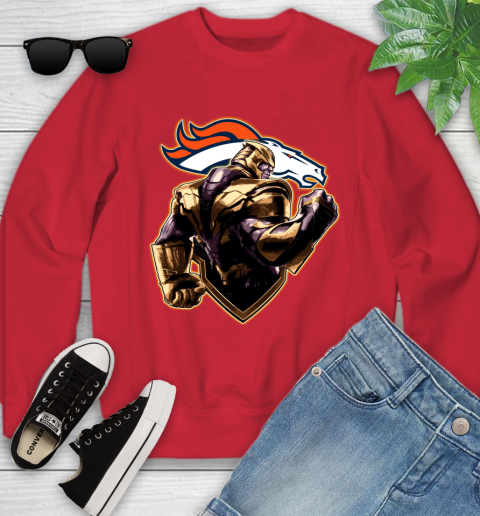 NFL Thanos Avengers Endgame Football Sports Denver Broncos Youth Sweatshirt 9
