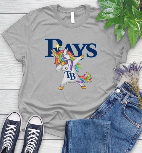 Tampa Bay Rays MLB Baseball Funny Unicorn Dabbing Sports Women's T-Shirt 5