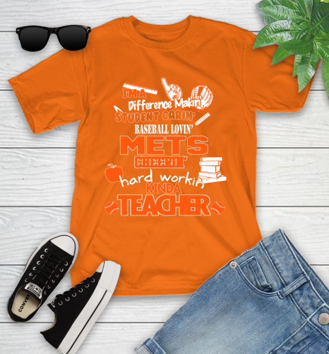 New York Mets MLB I'm A Difference Making Student Caring Baseball Loving Kinda Teacher Youth T-Shirt 9