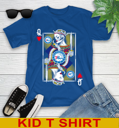 NBA Basketball Philadelphia 76ers The Queen Of Hearts Card Shirt Youth T-Shirt 10