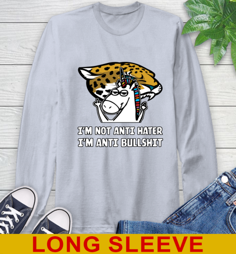 Jacksonville Jaguars NFL Football Unicorn I'm Not Anti Hater I'm Anti Bullshit Long Sleeve T-Shirt 6