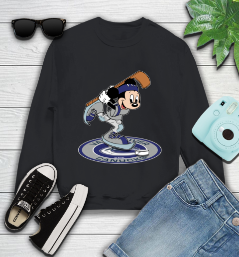 NHL Hockey Vancouver Canucks Cheerful Mickey Disney Shirt Youth Sweatshirt