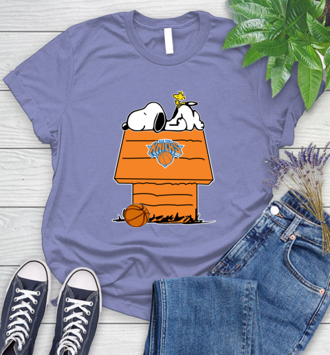 New York Knicks NBA Basketball Snoopy Woodstock The Peanuts Movie Women's T-Shirt 11