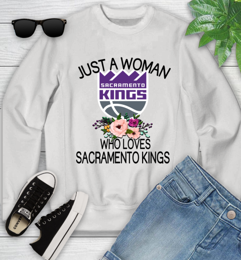 NBA Just A Woman Who Loves Sacramento Kings Basketball Sports Youth Sweatshirt
