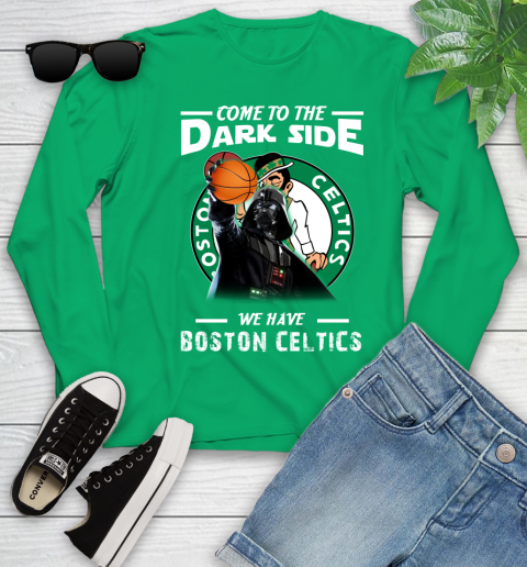 NBA Come To The Dark Side We Have Boston Celtics Star Wars Darth Vader Basketball Youth Long Sleeve 7