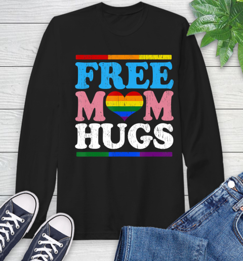Nurse Shirt Vintage Free Mom Hugs rainbow Transgender Heart LGBT Pride T Shirt Long Sleeve T-Shirt