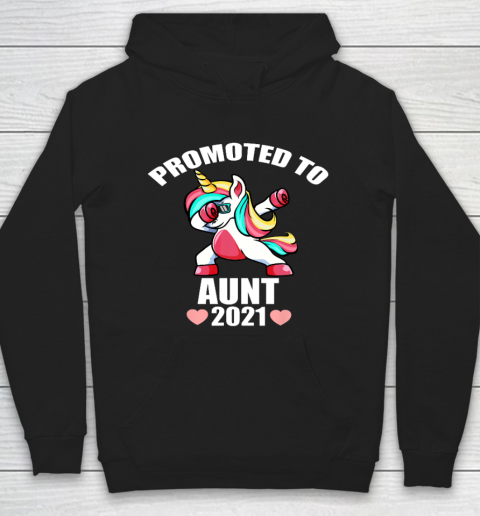 Promoted To Aunt 2021 Unicorn Girl Hoodie