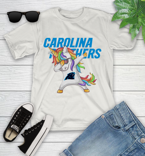 Carolina Panthers NFL Football Funny Unicorn Dabbing Sports Youth T-Shirt 12