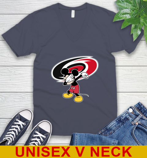 Carolina Hurricanes NHL Hockey Dabbing Mickey Disney Sports V-Neck T-Shirt 8