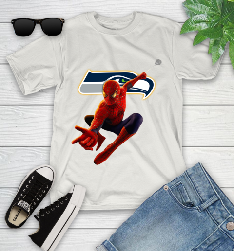 NFL Spider Man Avengers Endgame Football Seattle Seahawks Youth T-Shirt 12
