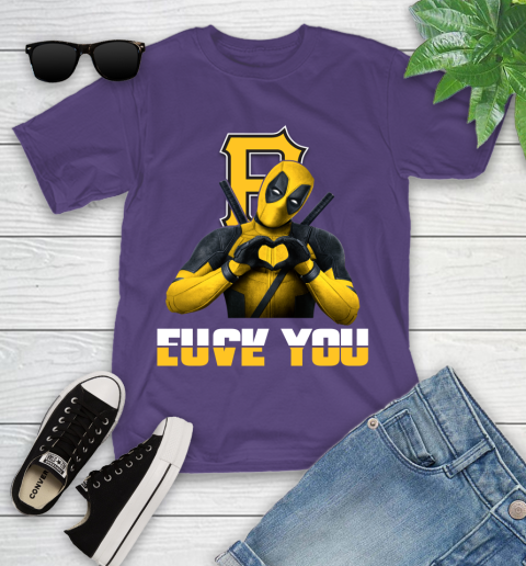 MLB Pittsburgh Pirates Deadpool Love You Fuck You Baseball Sports Youth T-Shirt 3