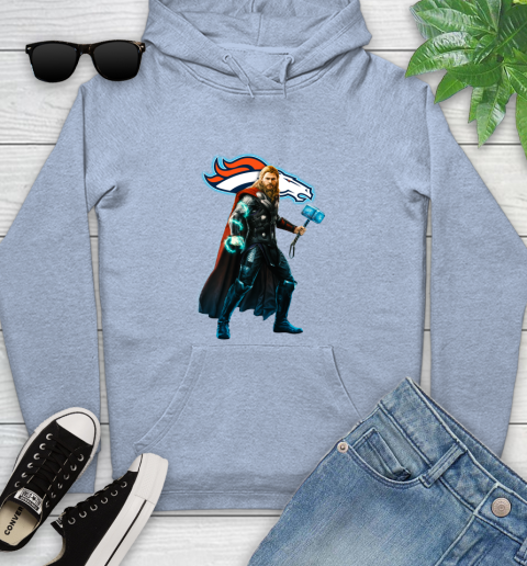 NFL Thor Avengers Endgame Football Denver Broncos Youth Hoodie 10