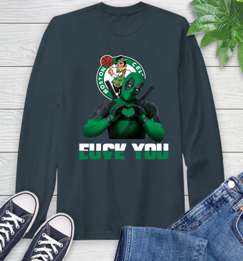 NBA Boston Celtics Deadpool Love You Fuck You Basketball Sports Long Sleeve T-Shirt 9