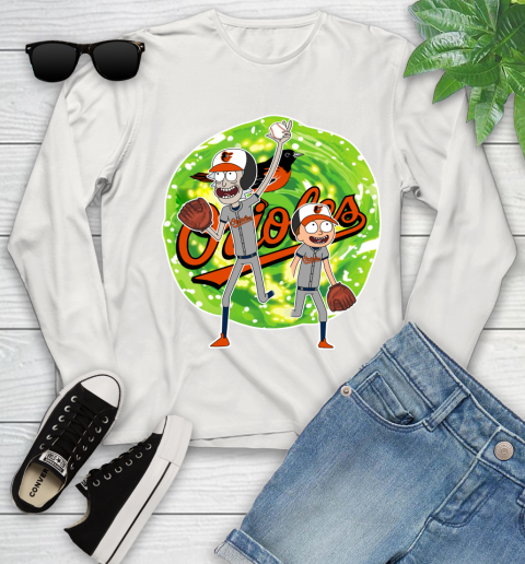 MLB Baltimore Orioles Rick And Morty Baseball Sports Youth Long Sleeve 12