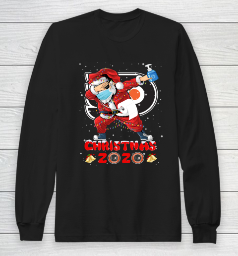 Philadelphia Flyers Funny Santa Claus Dabbing Christmas 2020 NHL Long Sleeve T-Shirt