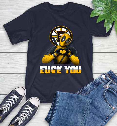 NHL Boston Bruins Deadpool Love You Fuck You Hockey Sports T-Shirt 3
