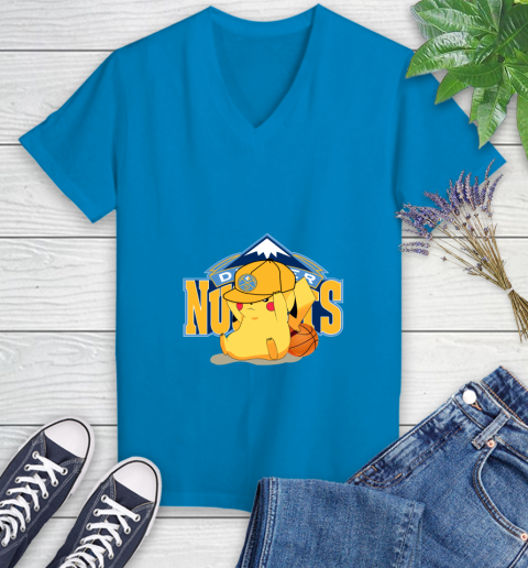 NBA Pikachu Basketball Sports Denver Nuggets Women's V-Neck T-Shirt 7