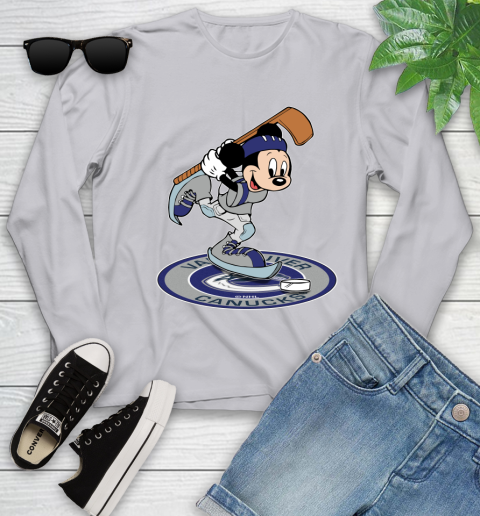 NHL Hockey Vancouver Canucks Cheerful Mickey Disney Shirt Youth Long Sleeve 5