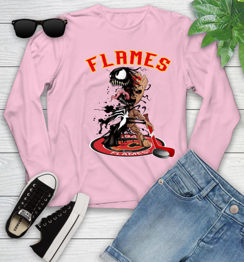 NHL Calgary Flames Hockey Venom Groot Guardians Of The Galaxy Youth Long Sleeve 10