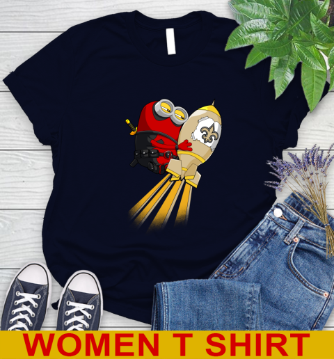 NFL Football New Orleans Saints Deadpool Minion Marvel Shirt Women's T-Shirt 2