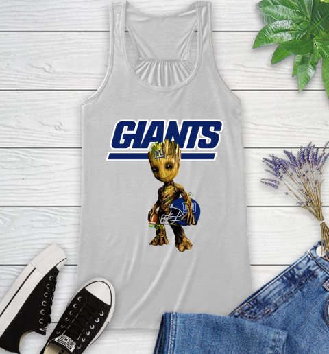 New York Giants NFL Football Groot Marvel Guardians Of The Galaxy Racerback Tank