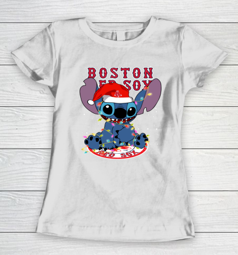 Boston Red Sox MLB noel stitch Baseball Christmas Women's T-Shirt