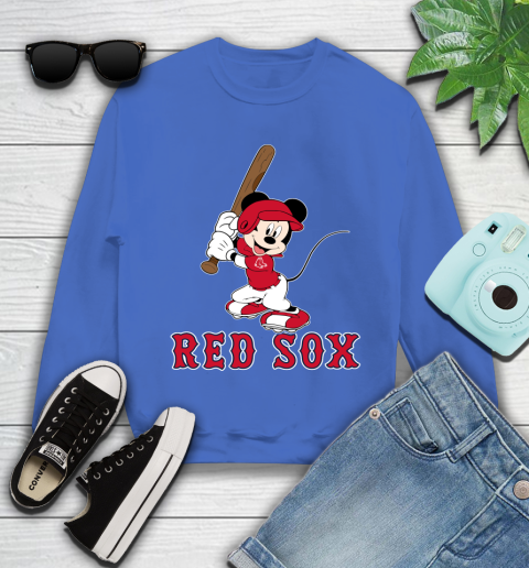MLB Baseball Boston Red Sox Cheerful Mickey Mouse Shirt Youth Sweatshirt 7