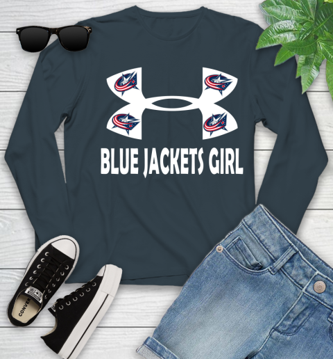 NHL Columbus Blue Jackets Girl Under Armour Hockey Sports Youth Long Sleeve 9