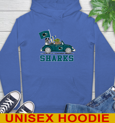 NHL Hockey San Jose Sharks Darth Vader Baby Yoda Driving Star Wars Shirt Hoodie 9