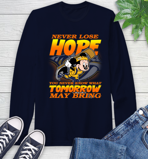 Nashville Predators NHL Hockey ootball Mickey Disney Never Lose Hope Long Sleeve T-Shirt 3