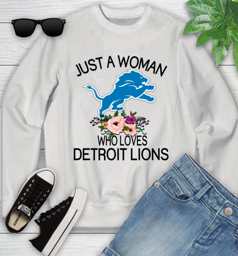 NFL Just A Woman Who Loves Detroit Lions Football Sports Youth Sweatshirt