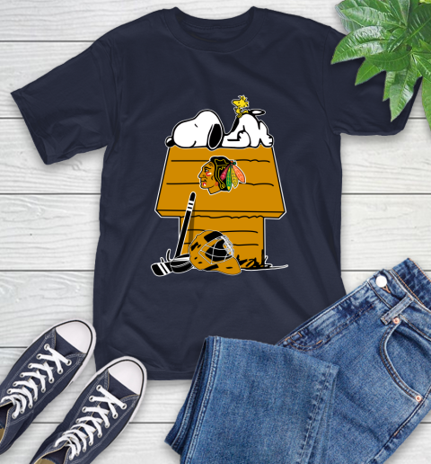 Chicago Blackhawks NHL Hockey Snoopy Woodstock The Peanuts Movie T-Shirt 4