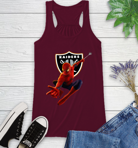 NFL Spider Man Avengers Endgame Football Oakland Raiders Racerback Tank 3