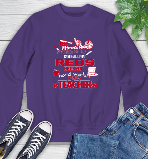 Cincinnati Reds MLB I'm A Difference Making Student Caring Baseball Loving Kinda Teacher Sweatshirt 5 Cincinnati Reds MLB I'm A Difference Making Student Caring Baseball Loving Kinda Teacher Sweatshirt - Image 5