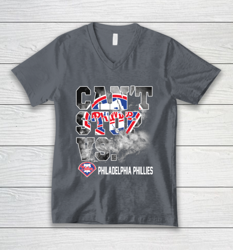 MLB Philadelphia Phillies Baseball Can't Stop Vs Phillies V-Neck T-Shirt 4