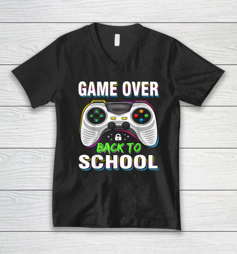 Back to School Funny Game Over Teacher Student V-Neck T-Shirt