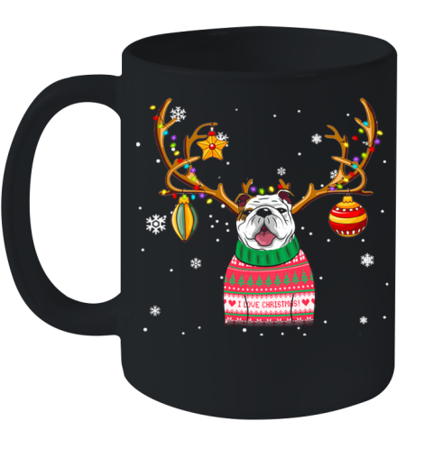 Bulldog Reindeer Christmas Holiday Funny T Shirt Ceramic Mug 11oz