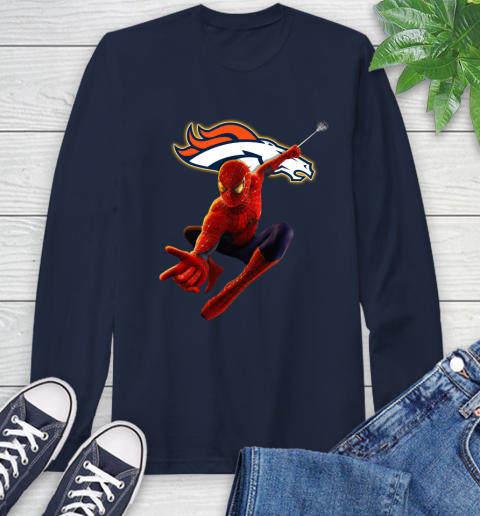 NFL Spider Man Avengers Endgame Football Denver Broncos Long Sleeve T-Shirt 4